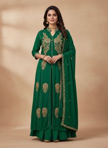 Ethnic Gown With Dupatta And Peticoat