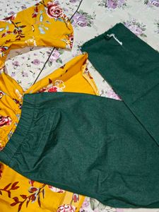 Yellow Floral top and pants set