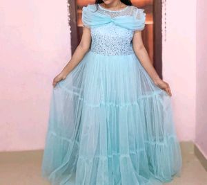 Stunning Sky Blue Sequined Gown