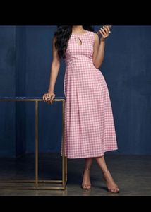 Chic Pink Gingham Fit &amp; Flare Dress