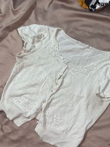 Elegant White Lace Cardigan