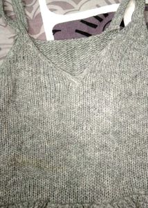 Grey Knitted Peplum Top