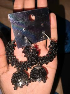 Elegant Black Jhumka Earrings