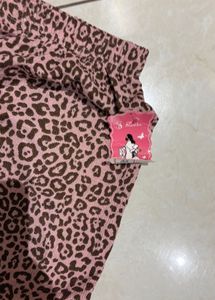 Brand New Pink Leopard Print Wide Leg Pants