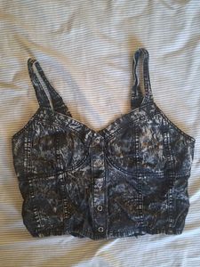Distressed Denim Corset Top