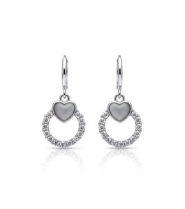 Charming Heart &amp; Diamond Hoop Earrings