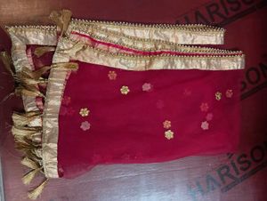 L size Red Ethnic lehanga with Gold Floral Print