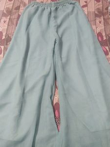 L Size Crop Top With Plazoo And Long Coat Plazo
