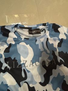 Blue Camouflage Streetwear Crop Tee