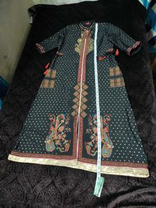 W Foil Print Black Kurti