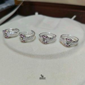 Sparkling Pure Silver Toe Rings Set One Pair
