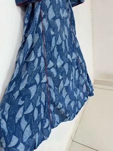 Blue Printed Cotton Kurta