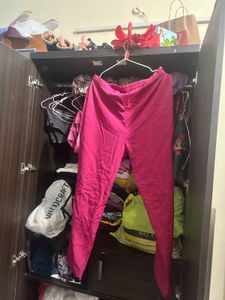 Vibrant Pink Kurta Set with Embellished Neckline