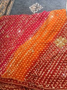 beautiful rajasthani badhni saree all- over gold f