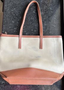 Max Beige &amp; Brown Colourblocked Tote Bag