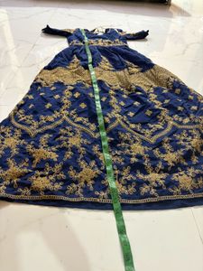 new  Blue Embroidered Gown fit upto 36