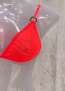 Neon Orange Mesh Bikini Top