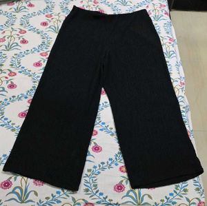 H&M Black Textured Wide Leg Pants