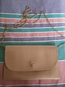 Chic Nude Clutch with Gold Chain