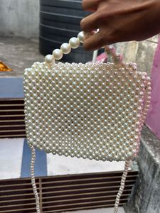 Elegant Pearl Embellished Clutch Bag