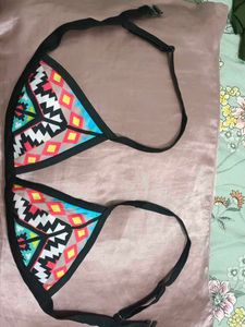 Vibrant Geometric Print Bikini Top