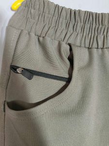 Men's Olive Green Track Pants / Joggers with Zippe