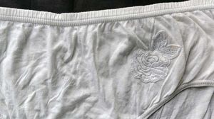 Comfortable White Briefs with Rose Embroidery