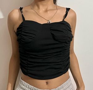 Black Ruched Corset Top