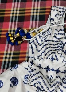 White Blue embroidered Lehenga Set