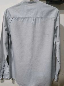 Men's Striped Band Collar Shirt