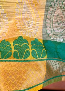 YELLOW- GREEN CHANDERI COTTON SAREE
