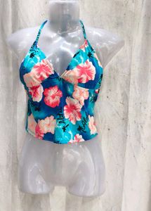 I. Aloha Floral Halter Bikini Top