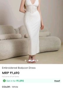 Elegant White Embroidered Bodycon Dress