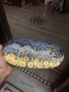Hand-Painted Oval Accessory Tray