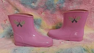 Pink Butterfly Rain Boots