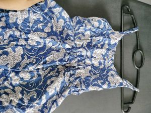 Blue Floral Print Summer Dress