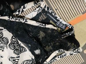 Butterfly Print Dress with Black Leggings