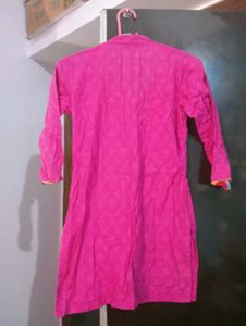 Vibrant Pink Kurta Set with Yellow Palazzo