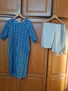 Stylish Blue & White Kurta Set