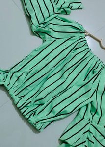 Striped Ruffle Sleeve Top