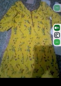 Yellow Floral Print Kurta