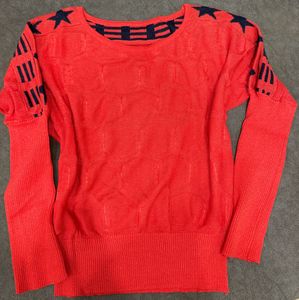 Bright Orange Star Knit Sweater
