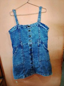 Denim Button-Front Mini Dress