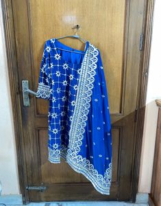 HEAVY PATI WORK  BLUE COLORED PADDED SHARARA SUIT