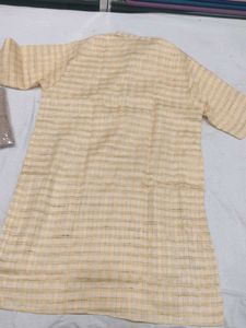 Men's Yellow Checkered Kurta