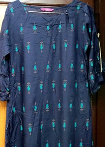 Stylish Navy Blue Printed Kurta