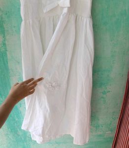 Cute White Bow Detail Dress