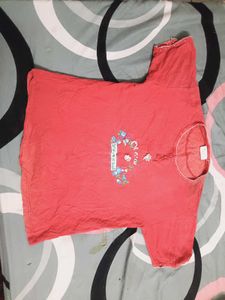 Cute Coral T-Shirt with Floral Design