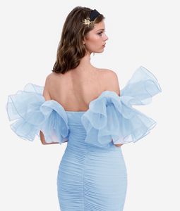 SAVANA Blue Ruffled Party Dress