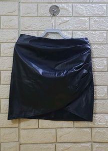 Shein Faux Leather Ruched Wrap Mini Skirt